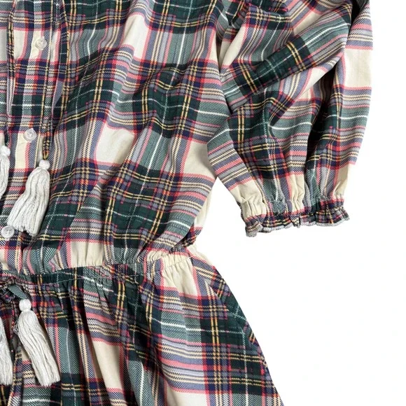 Simply Southern Plaid Tiered Dress Womens Small Boho Preppy Green Red Tartan - Picture 5 of 8